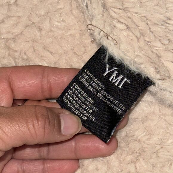 YMI Faux Fur Vest Women's 1X Plus Brown Classic Shawl Collar Pockets Open Front - Picture 7 of 7